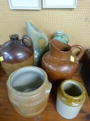 A quantity of stoneware pots and jugs