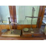 Pair of small wooden based weighing scales