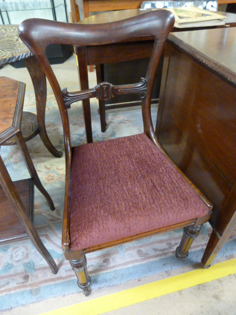 Mahogany bedroom chair on castors with re-upholstered seat