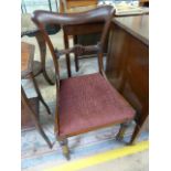 Mahogany bedroom chair on castors with re-upholstered seat