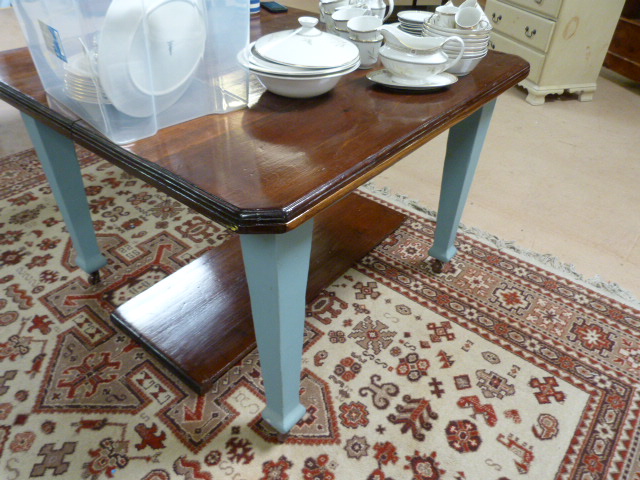 Mahogany square table on painted legs - Image 2 of 2