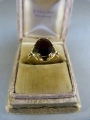 9ct Gold dress ring set with Garnet? stone total weight 2.4g