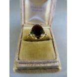 9ct Gold dress ring set with Garnet? stone total weight 2.4g