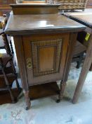 Oak pot cupboard on castors