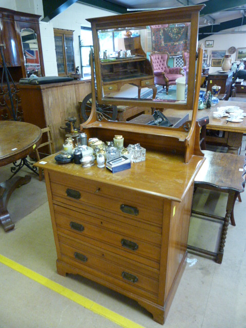 Satinwood dressing table with mirror over