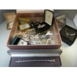 Box of costume and other jewellery including designer pieces by Dior, Monet, Boyd Bond, GG Harris