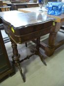 Mahogany sewing box on turned wooden legs