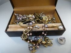 Costume jewellery to include yellow metal or possibly low grade gold ID bracelet