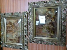 Pair of victorian paintings on glass