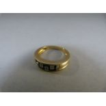 9ct Gold sapphire and diamond (Greek key style) ring, size 0 1/2 UK, 7 1/4 USA