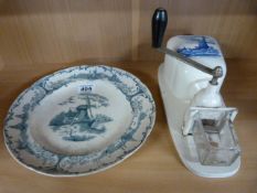Delft wall mounted coffee grinder and a wall mounted plate