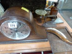 Two clocks, barometer iron etc