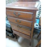 Mahogany filing chest of 5 drawers with drop down fronts - 1 Handle missing