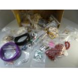 Box containing various modern costume jewellery - some marked 925