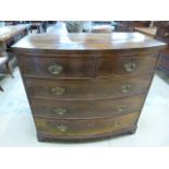 Flamed mahogany Bow fronted chest of drawers