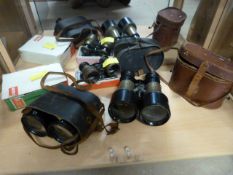 Quantity of various binoculars etc