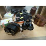 Quantity of various binoculars etc