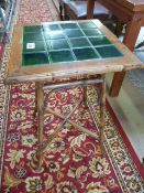 Tile topped bamboo occasional table