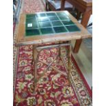 Tile topped bamboo occasional table