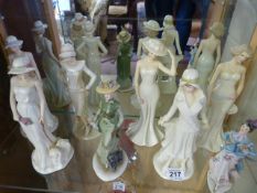 Two Capodimonte figures of ladies along with another various 6