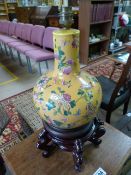 Hand painted chinese vase converted to a lamp on stand