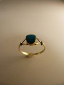 9ctGold ring set it single Turquoise stone