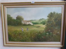 Paul Richardson - Oil on canvas of a meadow scene