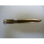 Silver Birmingham 1983 letter opener approx 4.75inch long topped with a fox head - total weight 16g