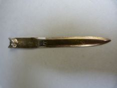 Silver Birmingham 1983 letter opener approx 4.75inch long topped with a fox head - total weight 16g