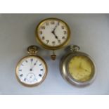 An 8 Day pocket watch by Octava Watch Co. Switzwerland, along with two other pocket watches
