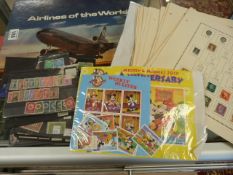 Large collection of stamps to include Cadbury Airlines, Disney collections and others some German