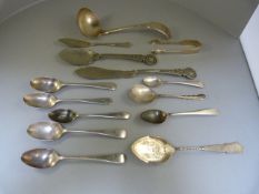 Ornate silverplated cutlery to include four hallmarked silver teaspoons