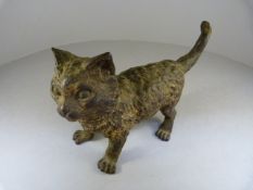 Bergman cold painted bronze cat, stamped to rear leg & approx. 17.5 cm long