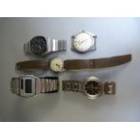 Vintage watches - to include a Stainless Steel Jaeger LeCoultre watch face, not in working order,