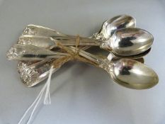 6 Silver kings pattern coffee spoons by Holland Aldwinkle & Slator dated 1909. Each spoon engraved