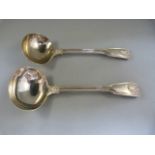 2 Silver kings pattern serving Ladles by Holland Aldwinkle & Slator dated 1909. Each spoon