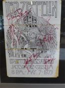 Led Zeppelin signed poster - Poster from 1973 Jacksonville Coliseum May 7th - Signed by all four