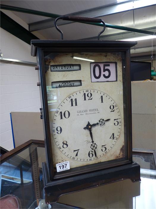 Large modern vintage style clock with date and time