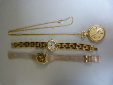 Two wrist watches and a Goldplated pocket watch