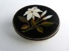 White metal (silver? no hallmarks) petric dina marble brooch approx 31.6mm x 39mm across