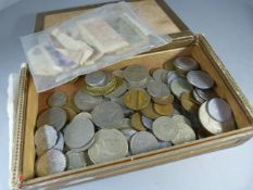 Box containing mainly foreign coins