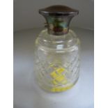 Art Deco style hallmarked silver topped perfume bottle - Birmingham 1923 with original stopper