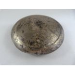 Hallmarked silver Tobacco tin - ovular form with lift lid (lion etching to front)