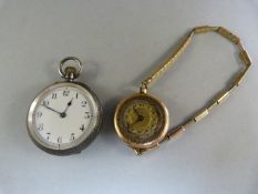 Hallmarked silver pocket watch along with an Gold filled wristwatch