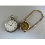 Hallmarked silver pocket watch along with an Gold filled wristwatch