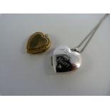 Silver heart shaped locket and chain engraved 'Always in my Heart' with a small diamond