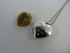 Silver heart shaped locket and chain engraved 'Always in my Heart' with a small diamond