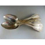 6 Silver kings pattern desert spoons by Holland Aldwinkle & Slator dated 1909. Each spoon engraved