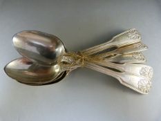 6 Silver kings pattern desert spoons by Holland Aldwinkle & Slator dated 1909. Each spoon engraved