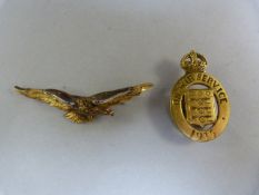 Two pieces of militaria - Ladies badge eagle set with Rose cut diamonds - gold plate and a 1915 on